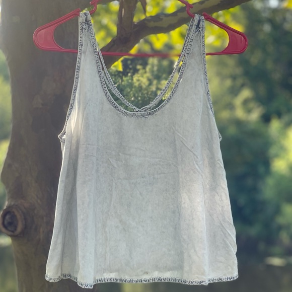 Abound Tops - Light Denim color Criss Cross Straps Trapeze Cut S